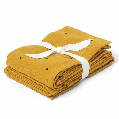 2 petits Langes Bio Hannah Pois ocre LIEWOOD l www.little-home.fr Maxi Lange Naissance Allaitement bébé