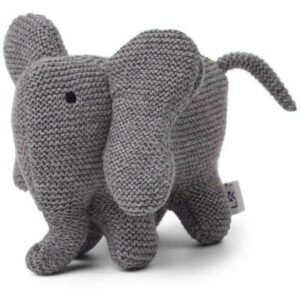 Hochet d'éveil éléphant en tricot bio - gris LIEWOOD
