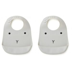 Bavoirs Tilda silicone recyclé lapin gris grey LIEWOOD www.little-home.fr