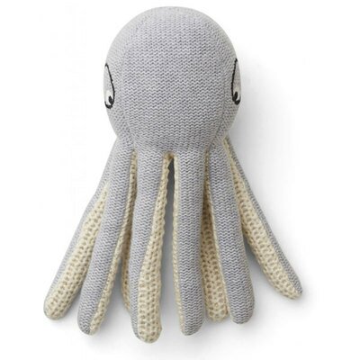 Jouet en tricot - pieuvre octopus gris chiné LIEWOOD