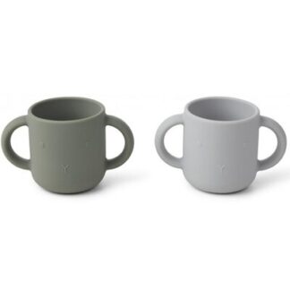 2 Tasses Silicone Gene - lapin faune green LIEWOOD