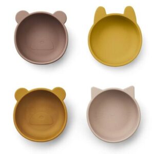 4 bols Iggy animaux silicone - mix rose LIEWOOD