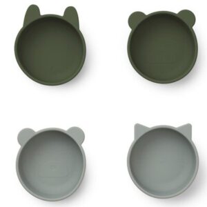 4 bols Iggy animaux silicone - mix vert LIEWOOD