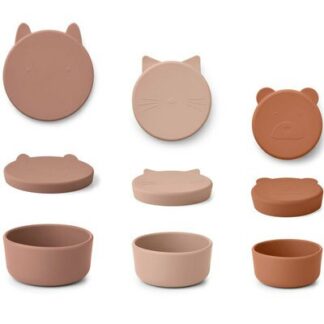 3 boîtes Snack animaux silicone - mix rose LIEWOOD