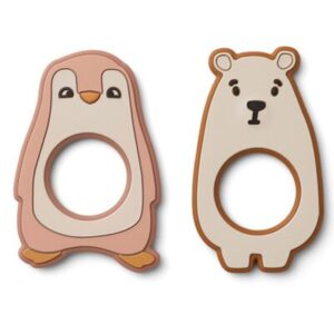 Anneau dentition Duo Ours / pingouin - rose LIEWOOD www.little-home.fr