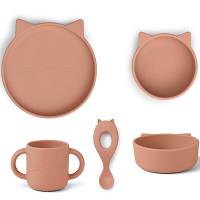 Set repas, coffret vaisselle - Chat rose LIEWOOD