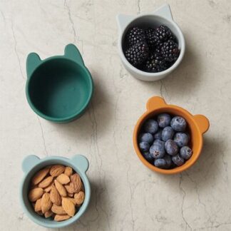 4 bols mini animaux silicone - vert multi mix LIEWOOD