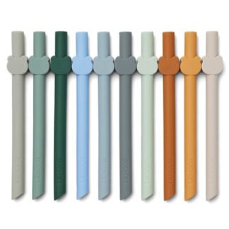 10 Pailles silicone naturel Blue Wave Multi Mix LIEWOOD www.little-home.fr