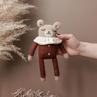 Peluche Doudou tricot ourson pyjama sienne MAIN SAUVAGE www.little-home.fr