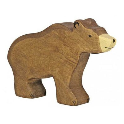 Figurine animal en bois - ours brun mangeant HOLZTIGER