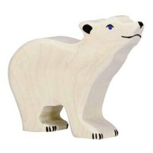 animal en bois Ours polaire petit tête haute HOLZTIGER www.little-home.fr