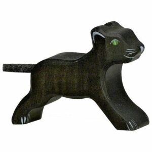 Figurine animal en bois - petite panthère noire, bébé panthère HOLZTIGER
