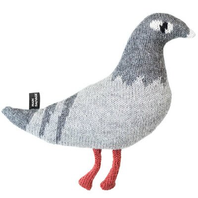 Peluche tricot pigeon gris MAIN SAUVAGE doudou tricot design enfant adolescent