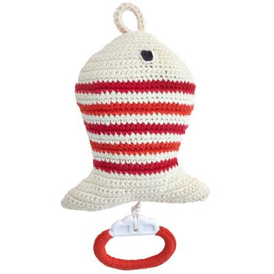 Poisson musical rayé rouge ANNE-CLAIRE-PETIT l www.little-home.fr Jouet bébé Tricot Crochet Design Evei