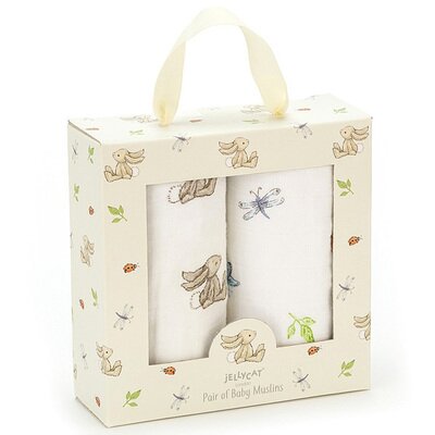 Coffret cadeau naissance 2 langes Lapin Bashful JELLYCAT l www.little-home.fr Valise Maternité Bain bébé