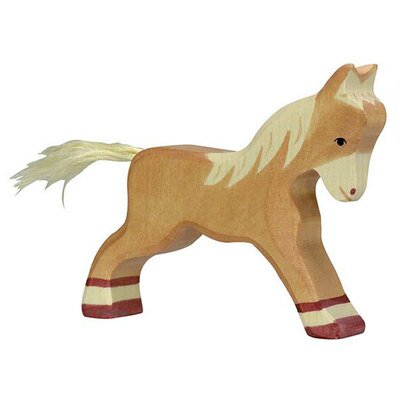 Figurine animal en bois - poulain marchant marron HOLZTIGER