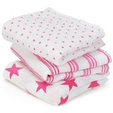 3 petits langes étoiles - rose fluo ADEN + ANAIS