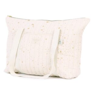 Sac Maternité Paris Bio - Etoiles Stella Or Rose NOBODINOZ l www.little-home.fr Sac à langer Maternité