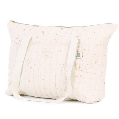Sac Maternité Paris Bio - Etoiles Stella Or Rose NOBODINOZ l www.little-home.fr Sac à langer Maternité