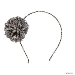 Serre-tête maxi pompon Liberty - Gris OBI l www.little-home.fr Diadème Enfant Headband Mariage Communion