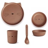 Coffret bébé Repas bambou Chat terracota LIEWOOD