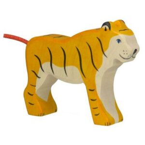 Figurine animal en bois - tigre orange debout HOLZTIGER