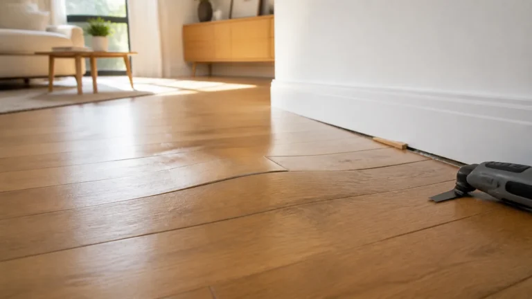 Un parquet flottant qui bombe au milieu du salon révèle presque toujours un manque de jeu le long des murs plutôt qu’un défaut au centre