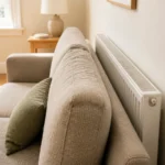 Un canapé en tissu calé juste devant le radiateur du salon retient la chaleur, alourdit la facture et peut abîmer le dossier
