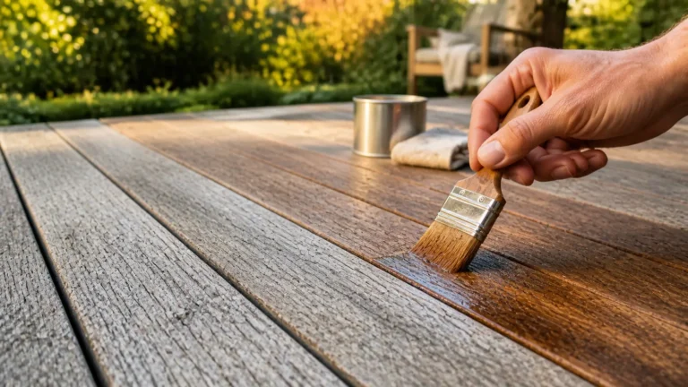 Beaucoup ressortent le karcher dès que la terrasse grise alors que ce geste ouvre les fibres et que seul le saturateur referme le bois avant l’hiver