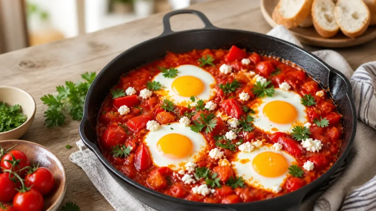 Des tomates mûres, des œufs et une seule poêle suffisent à préparer une shakshuka plus généreuse qu’un plat de traiteur en fin d’été