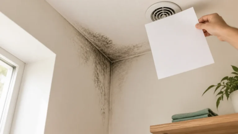 Cette tache noire dans l&rsquo;angle du mur n&rsquo;est pas forcément un défaut d&rsquo;isolation mais le signe d&rsquo;une VMC qui n&rsquo;aspire plus ailleurs dans le logement