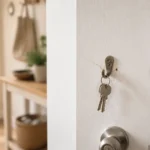 Fixer un crochet à clés au milieu de la porte intérieure paraît malin alors que le carton alvéolaire ne retient presque jamais une vis classique